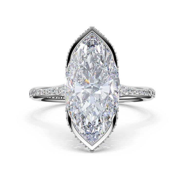 Marquise North/South Semi-Bezel Pavé-Intense Ring