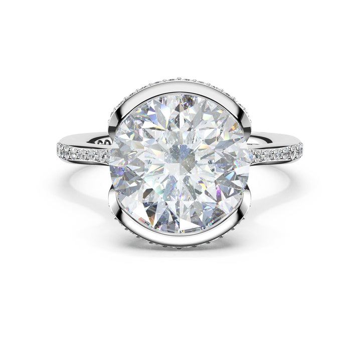 Round North/South Semi-Bezel Pavé-Intense Ring