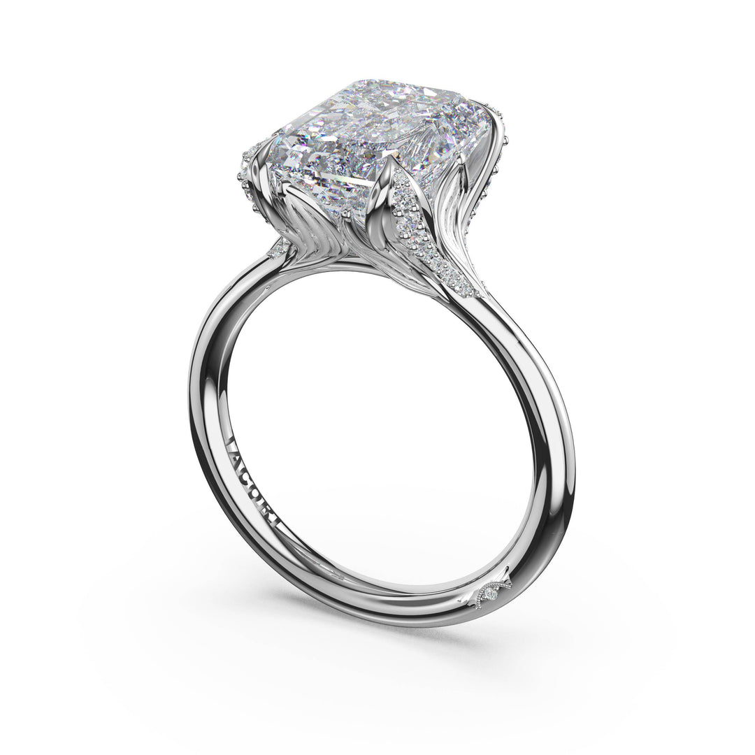 Radiant Petal-Crown Pavé Accent Solitaire