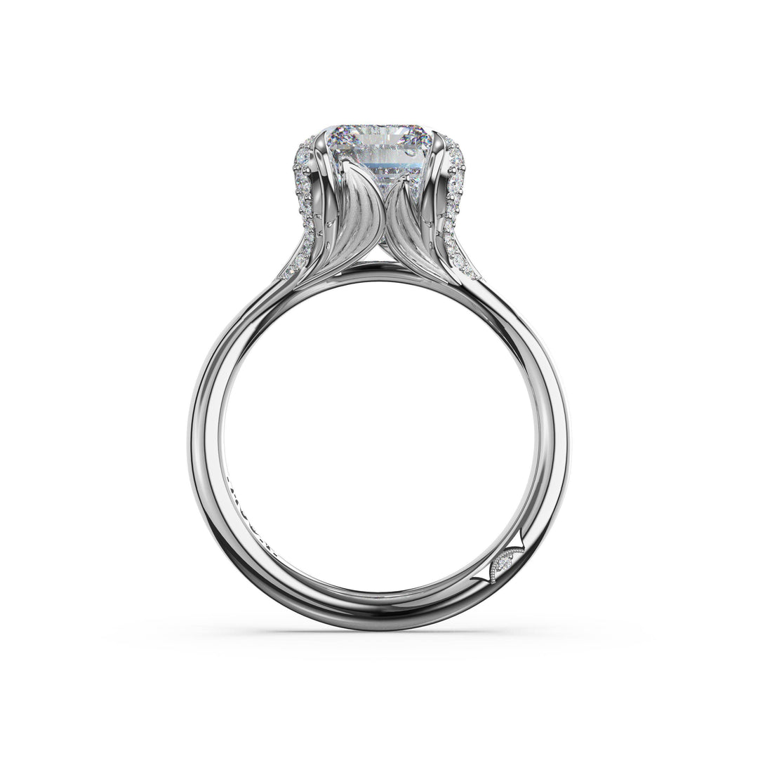 Radiant Petal-Crown Pavé Accent Solitaire