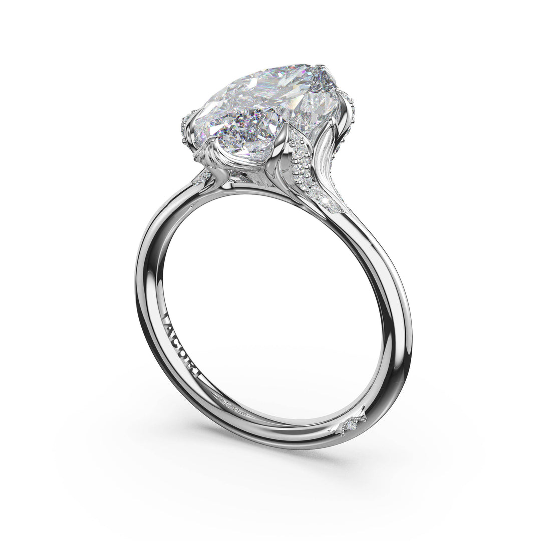 Marquise Petal-Crown Pavé Accent Solitaire