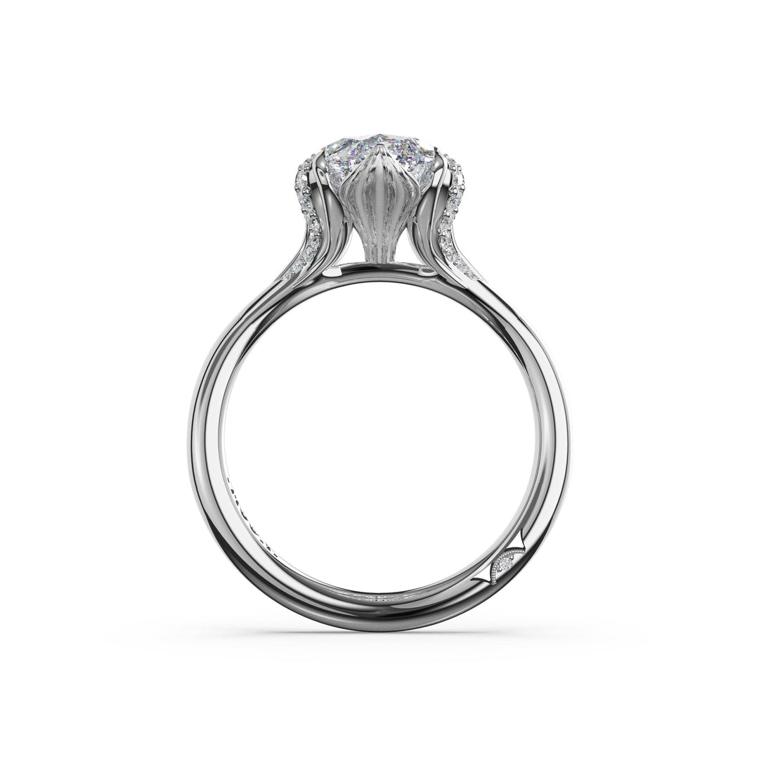 Marquise Petal-Crown Pavé Accent Solitaire