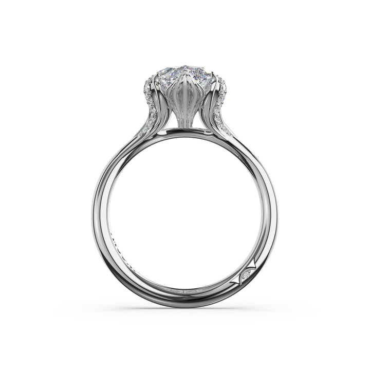 Marquise Petal-Crown Pavé Accent Solitaire