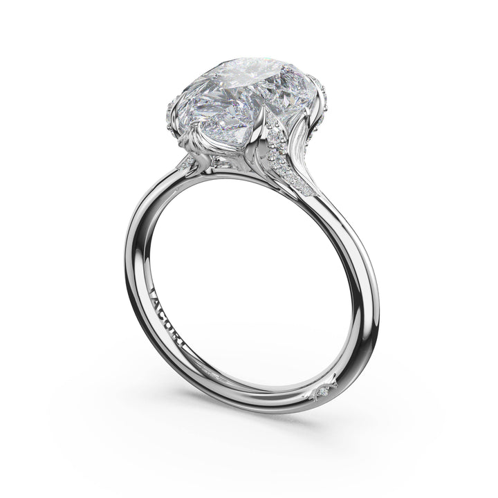 Pear Petal-Crown Pavé Accent Solitaire