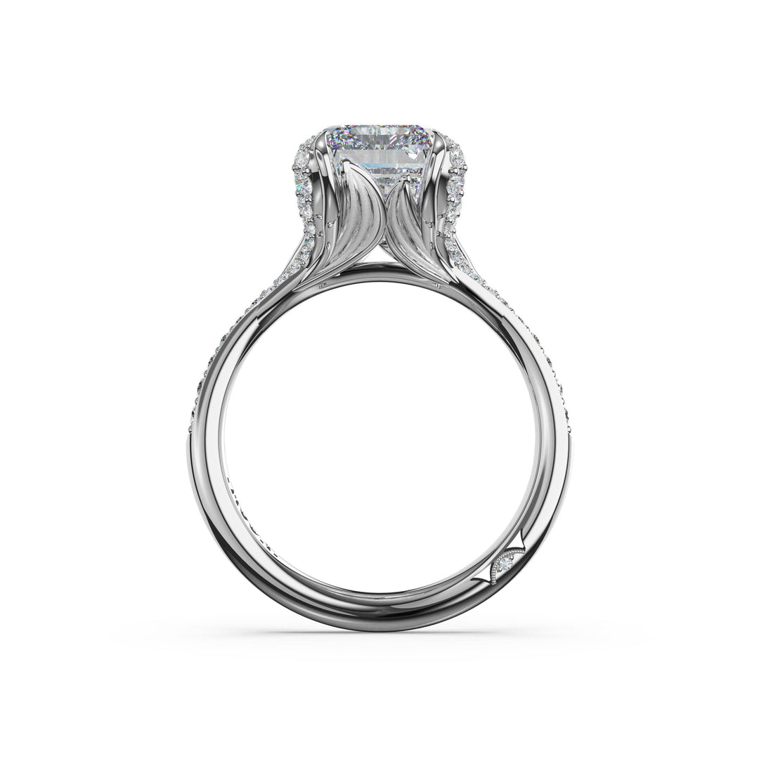 Emerald Petal-Crown Pavé Intense Solitaire