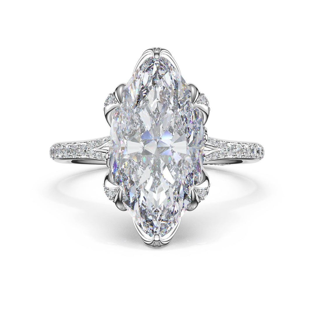 Marquise Petal-Crown Pavé Intense Solitaire