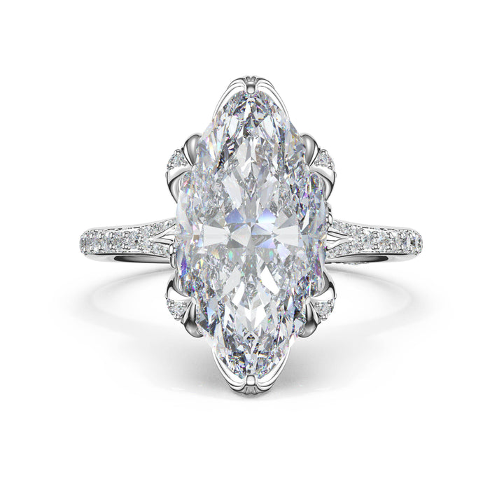 Marquise Petal-Crown Pavé Intense Solitaire