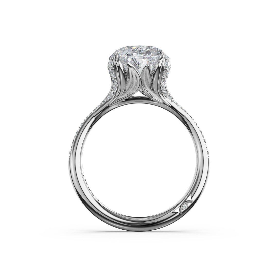 Oval Petal-Crown Pavé Intense Solitaire