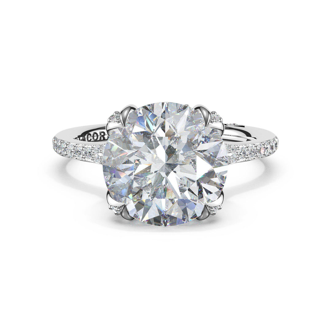 Round Petal-Crown Pavé Intense Solitaire