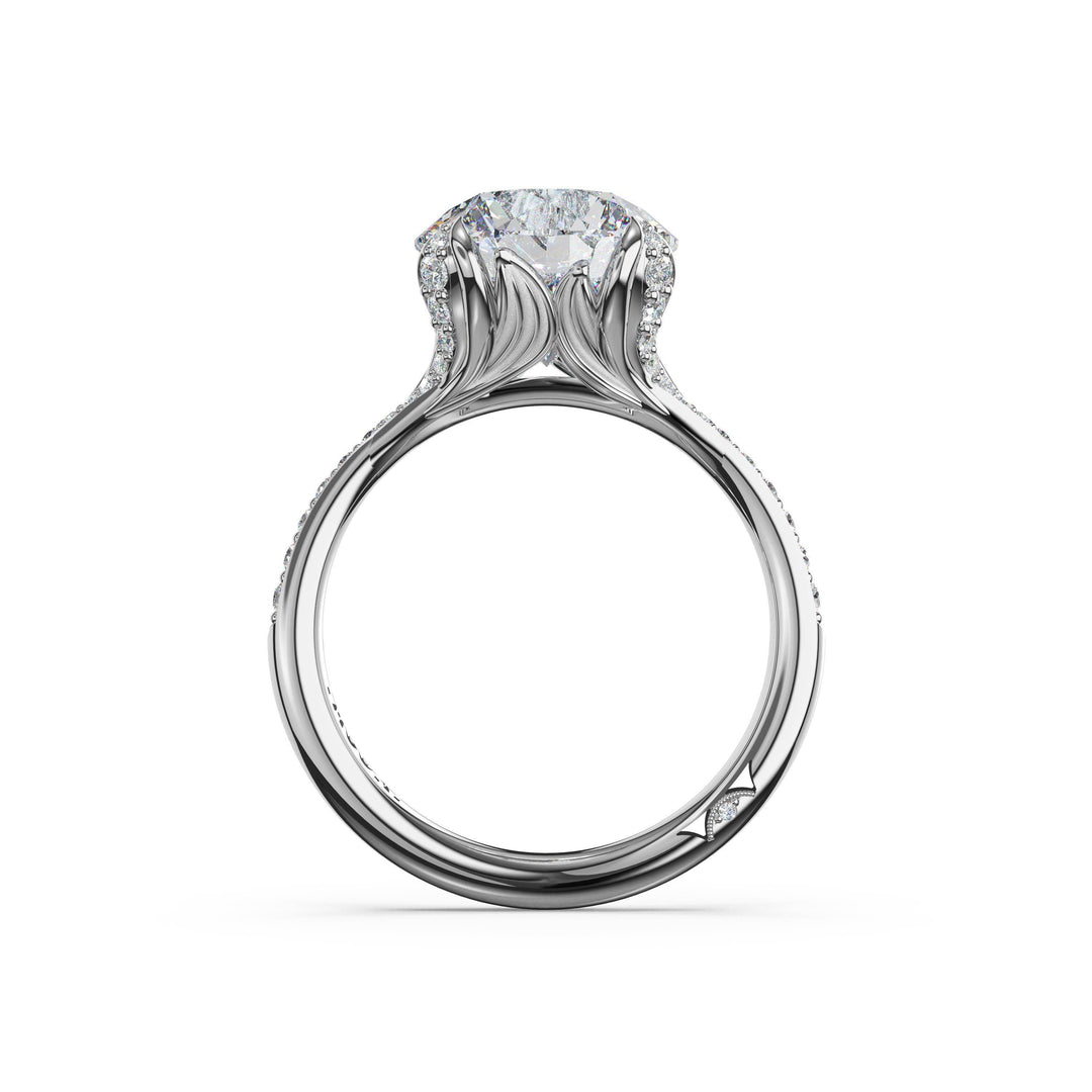 Round Petal-Crown Pavé Intense Solitaire