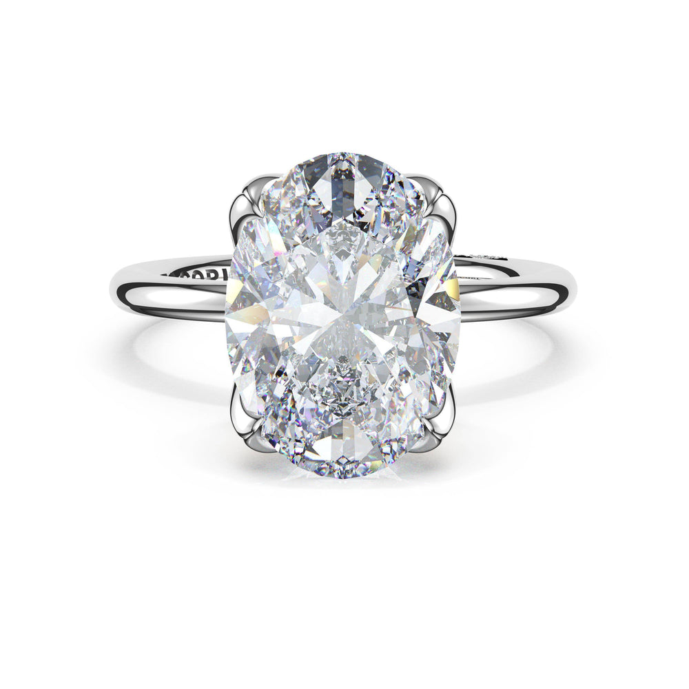 Oval Sculpted Petal-Prong Solitaire
