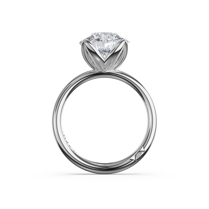 Round Sculpted Petal-Prong Solitaire
