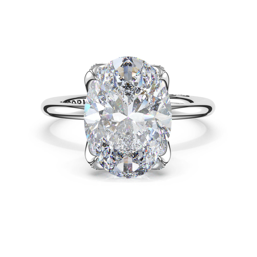 Oval Sculpted Petal-PavÃ©-Prong Solitaire