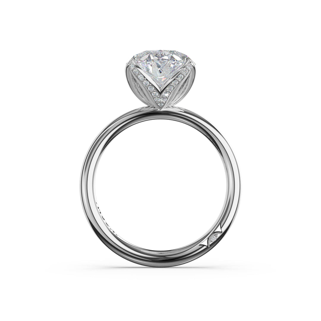 Oval Sculpted Petal-PavÃ©-Prong Solitaire