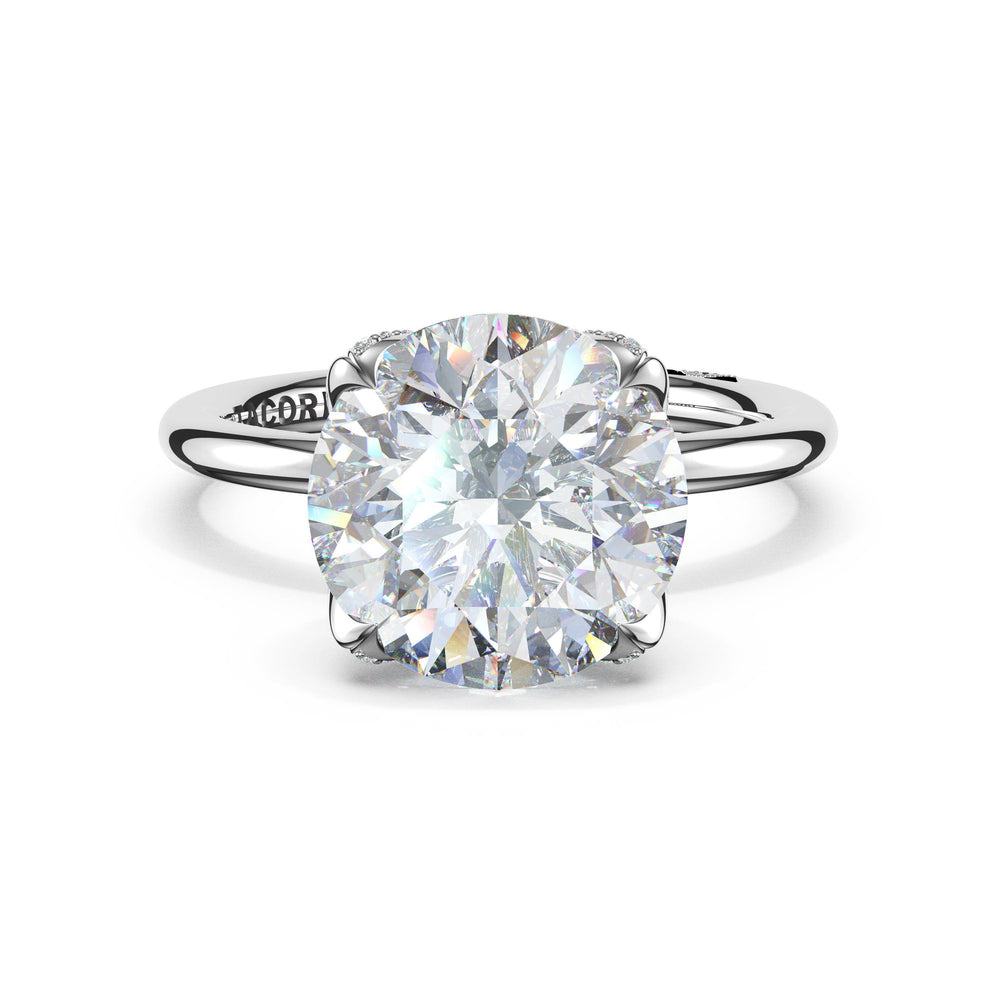 Round Sculpted Petal-PavÃ©-Prong Solitaire