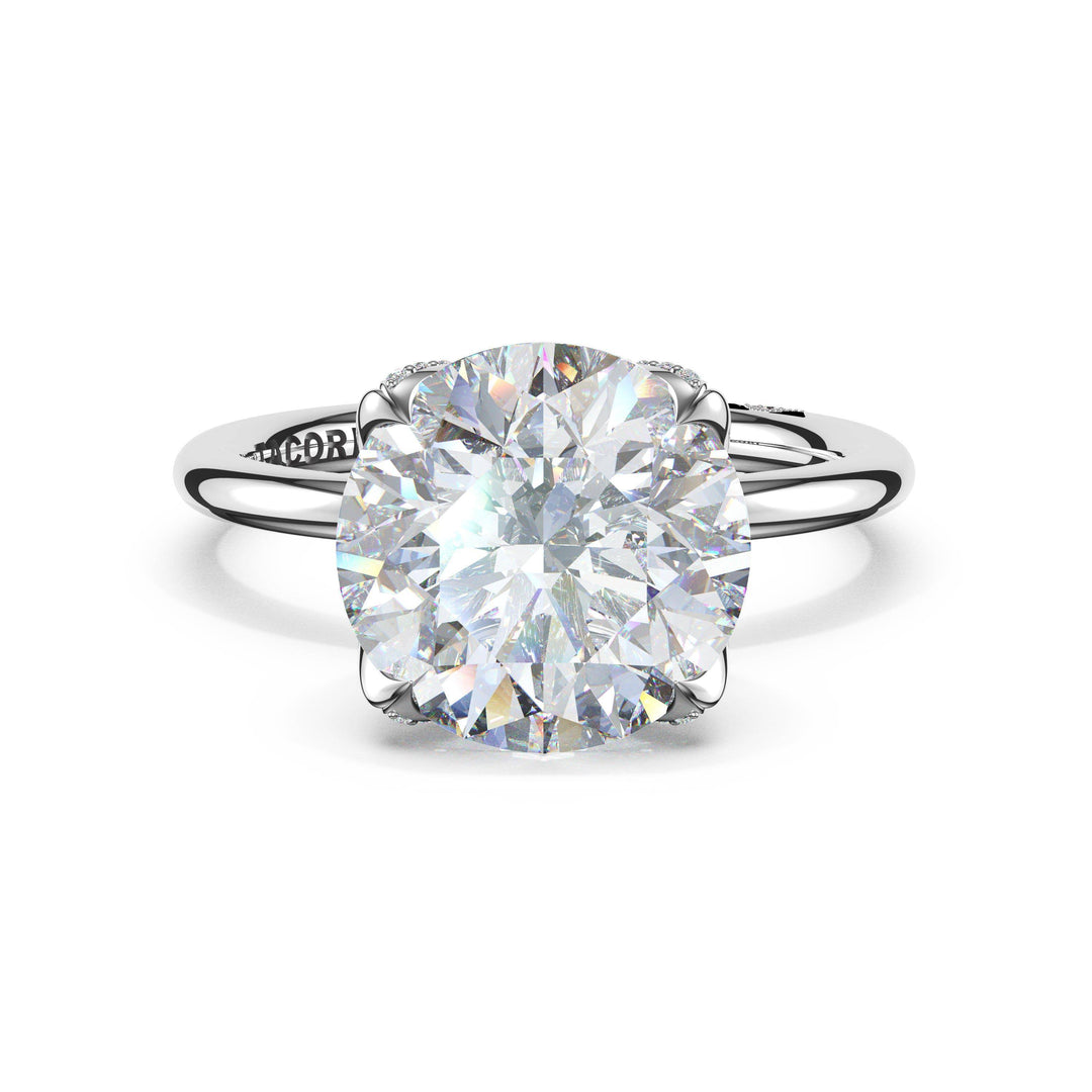 Round Sculpted Petal-PavÃ©-Prong Solitaire