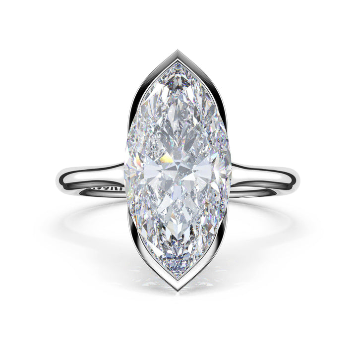 Marquise North/South Semi-Bezel Pavé-Prong Ring in 18kt White Gold