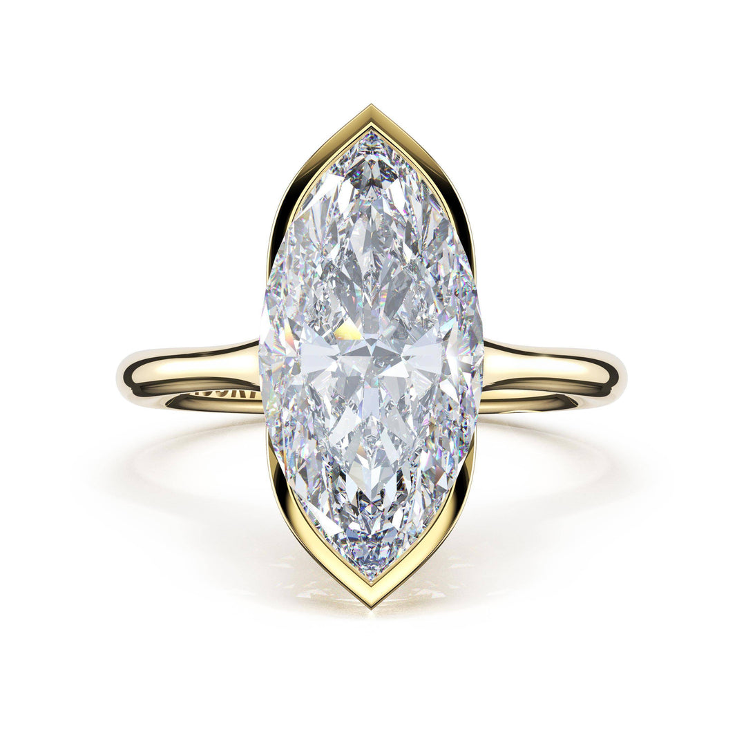 Marquise North/South Semi-Bezel Pavé-Prong Ring in 18kt Yellow Gold