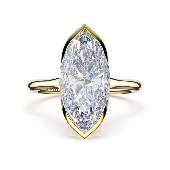 Marquise North/South Semi-Bezel Pavé-Prong Ring in 18kt Yellow Gold