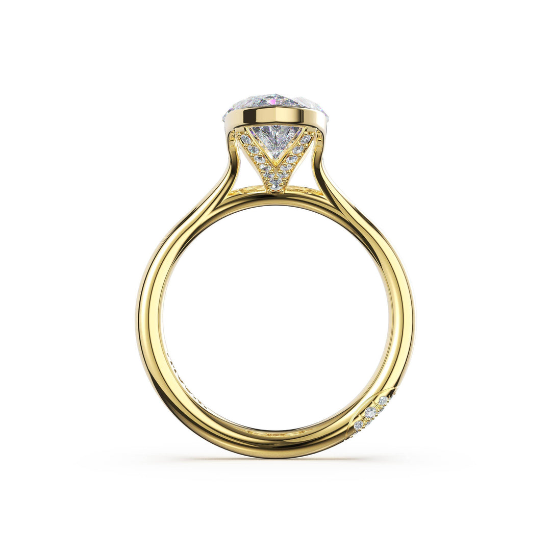 Marquise North/South Semi-Bezel Pavé-Prong Ring in 18kt Yellow Gold