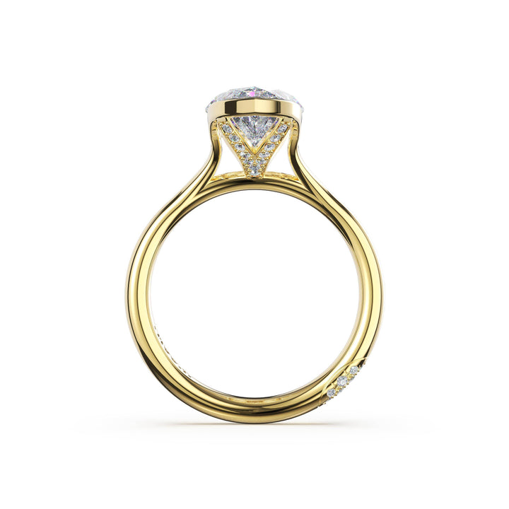 Marquise North/South Semi-Bezel Pavé-Prong Ring in 18kt Yellow Gold