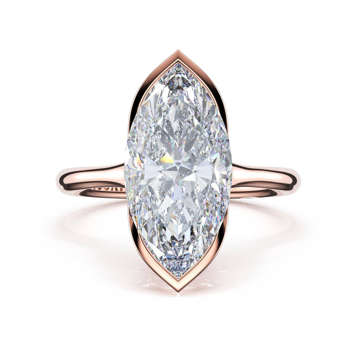 Marquise North/South Semi-Bezel Pavé-Prong Ring in 18kt Rose Gold