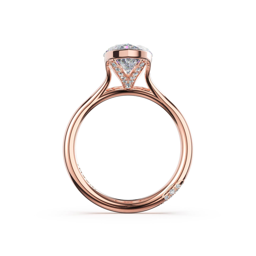 Marquise North/South Semi-Bezel Pavé-Prong Ring in 18kt Rose Gold