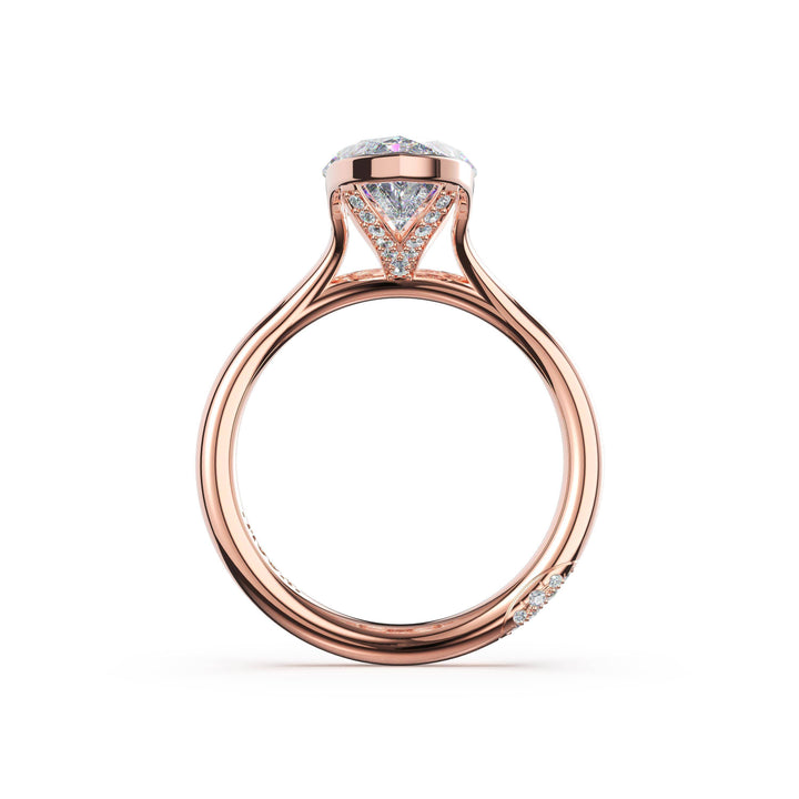 Marquise North/South Semi-Bezel Pavé-Prong Ring in 18kt Rose Gold