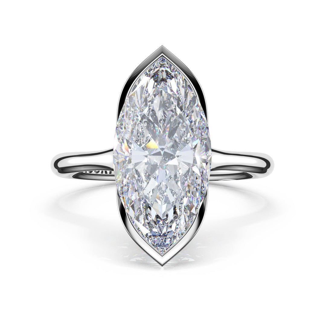 Marquise North/South Semi-Bezel Pavé-Prong Ring in Platinum