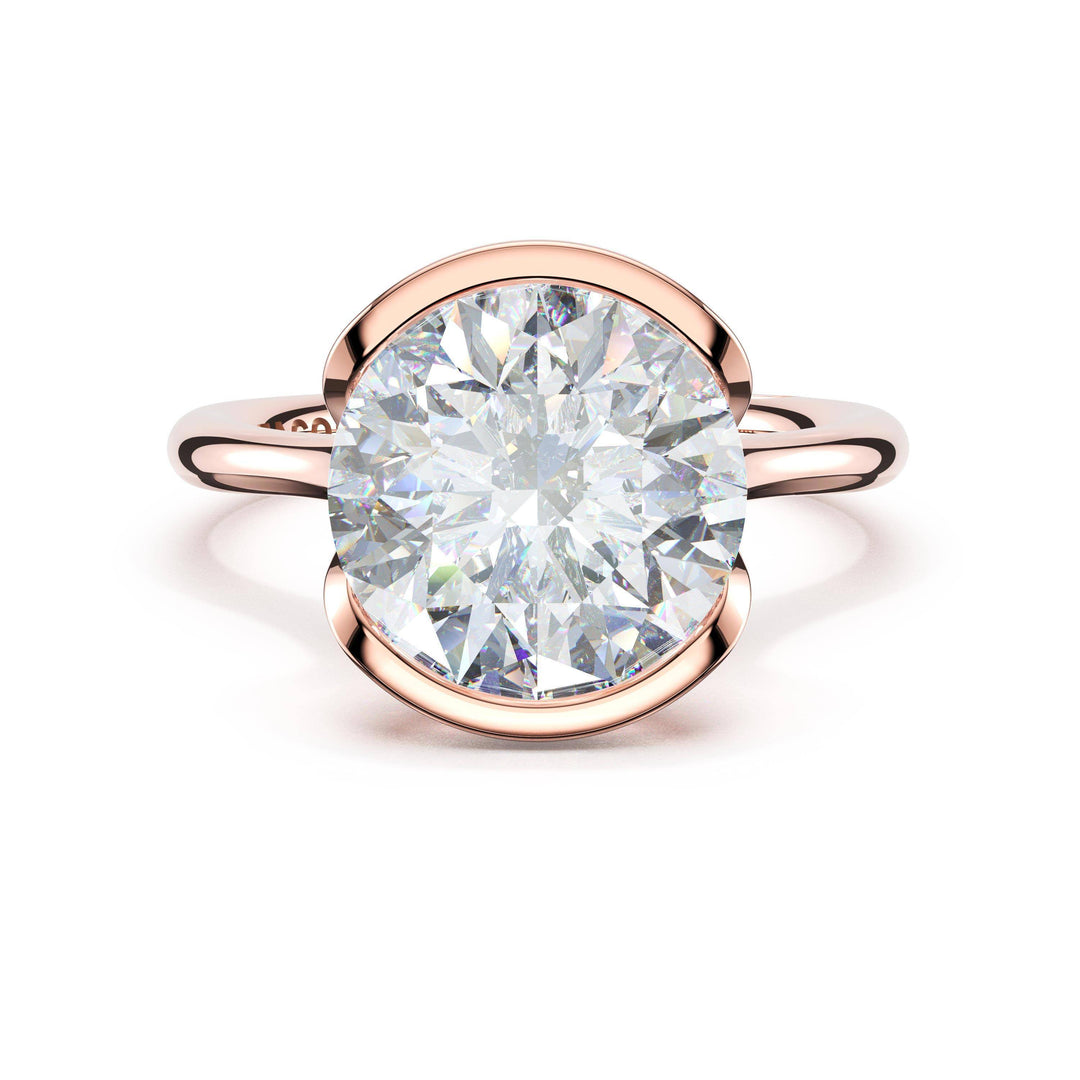 Round North/South Semi-Bezel Pavé-Prong Ring in 18kt Rose Gold