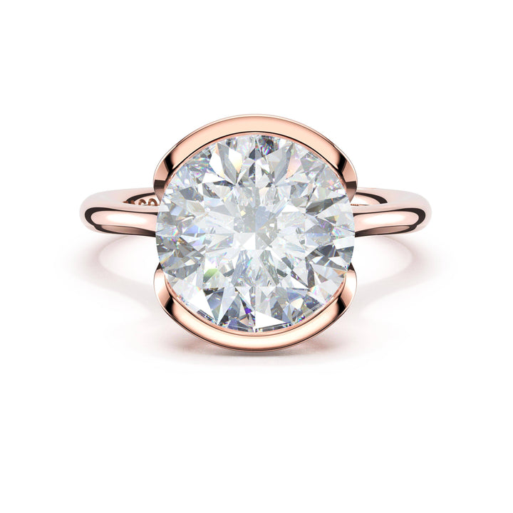 Round North/South Semi-Bezel Pavé-Prong Ring in 18kt Rose Gold