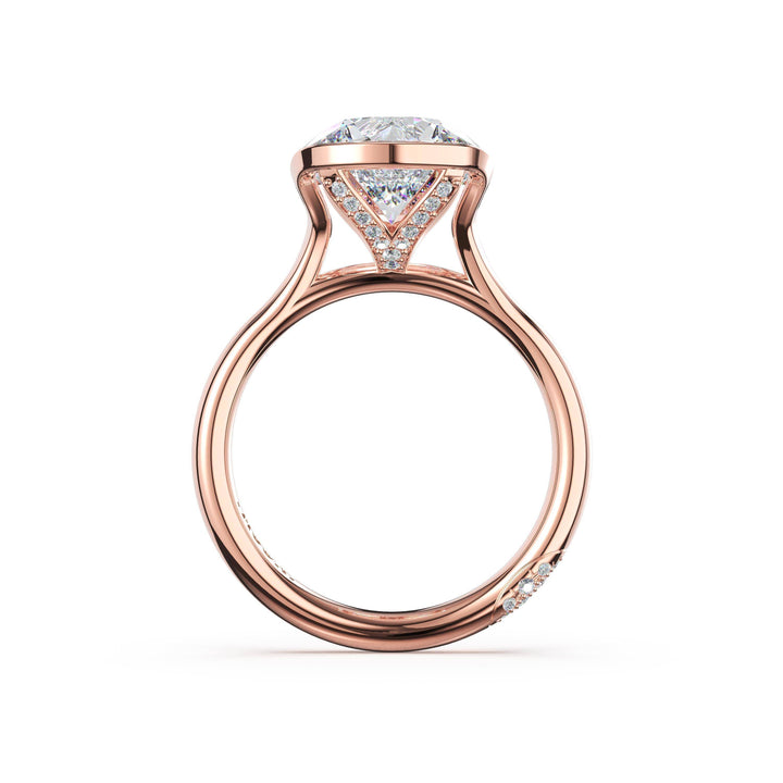 Round North/South Semi-Bezel Pavé-Prong Ring in 18kt Rose Gold