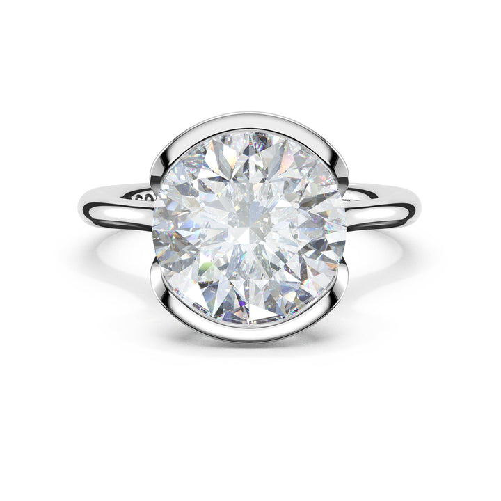 Round North/South Semi-Bezel Pavé-Prong Ring in Platinum