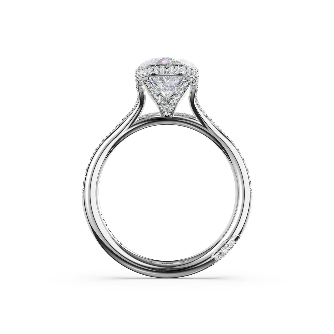 Marquise North/South Semi-Bezel Pavé-Intense Ring in 18kt White Gold