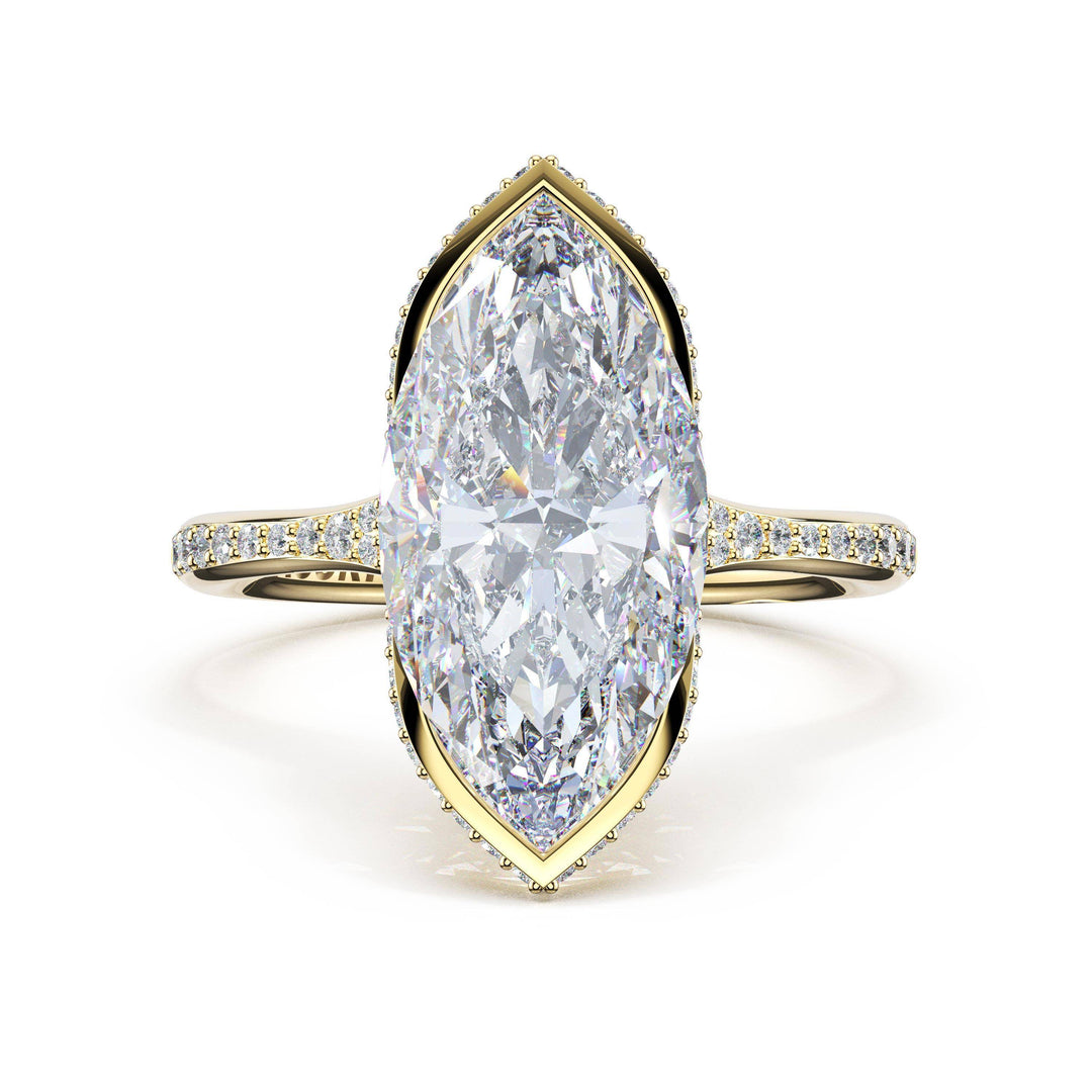 Marquise North/South Semi-Bezel Pavé-Intense Ring in 18kt Yellow Gold