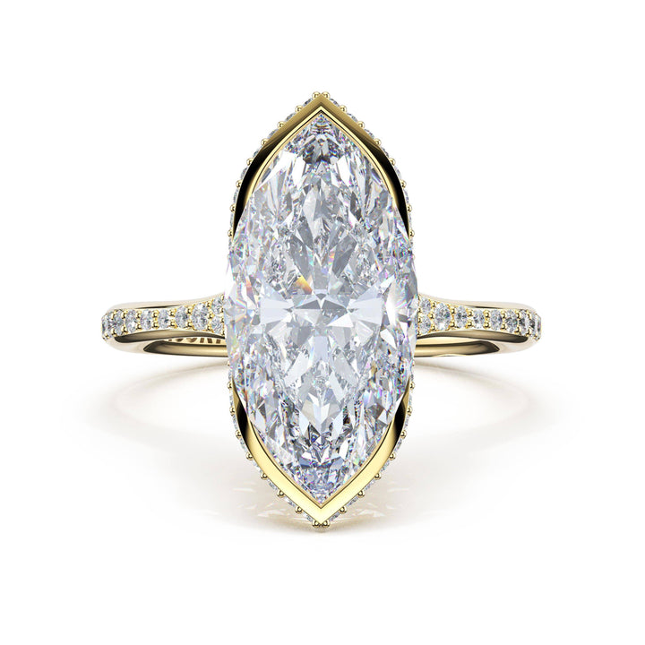 Marquise North/South Semi-Bezel Pavé-Intense Ring in 18kt Yellow Gold