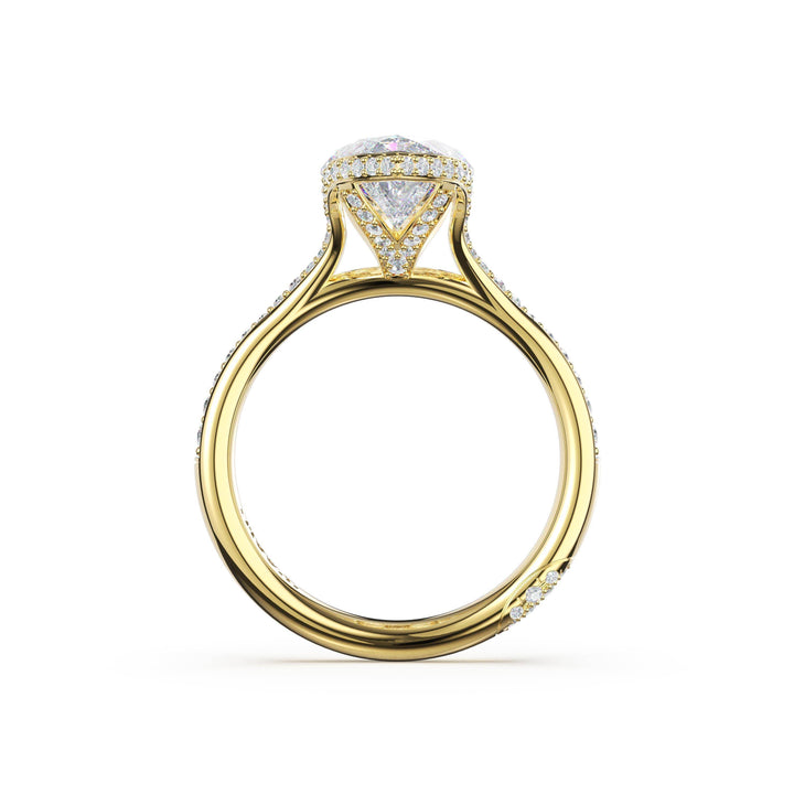 Marquise North/South Semi-Bezel Pavé-Intense Ring in 18kt Yellow Gold