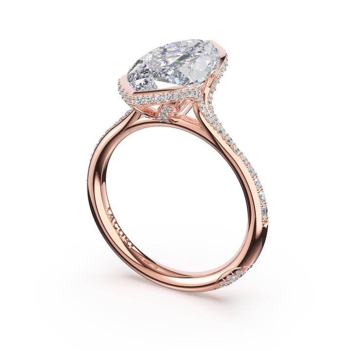 Marquise North/South Semi-Bezel Pavé-Intense Ring in 18kt Rose Gold