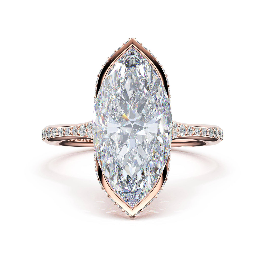 Marquise North/South Semi-Bezel Pavé-Intense Ring in 18kt Rose Gold