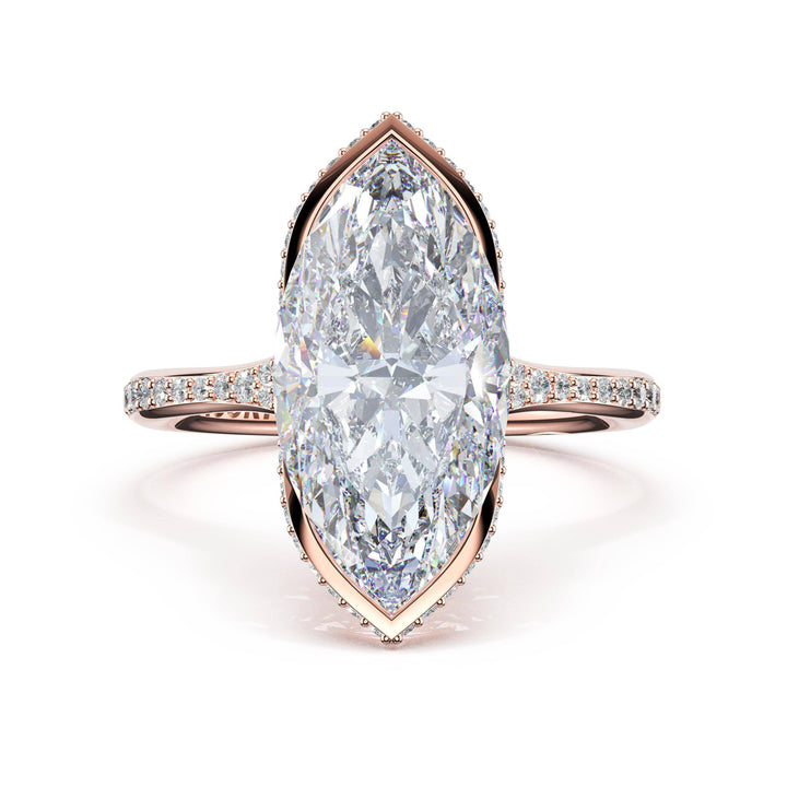 Marquise North/South Semi-Bezel Pavé-Intense Ring in 18kt Rose Gold