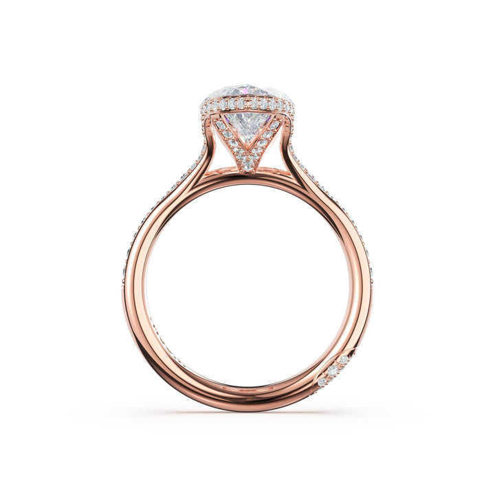 Marquise North/South Semi-Bezel Pavé-Intense Ring in 18kt Rose Gold