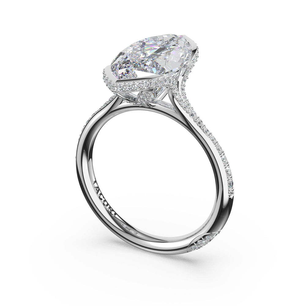 Marquise North/South Semi-Bezel Pavé-Intense Ring in Platinum
