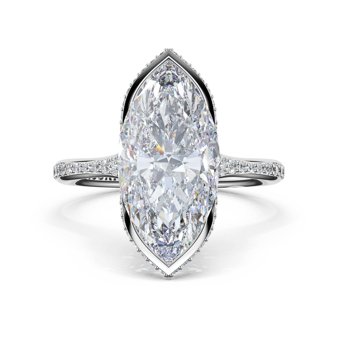 Marquise North/South Semi-Bezel Pavé-Intense Ring in Platinum
