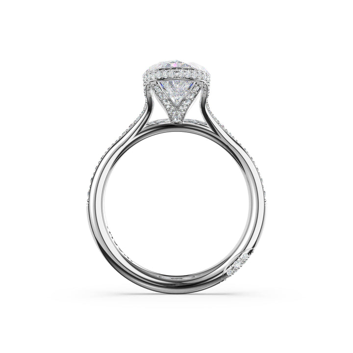 Marquise North/South Semi-Bezel Pavé-Intense Ring in Platinum