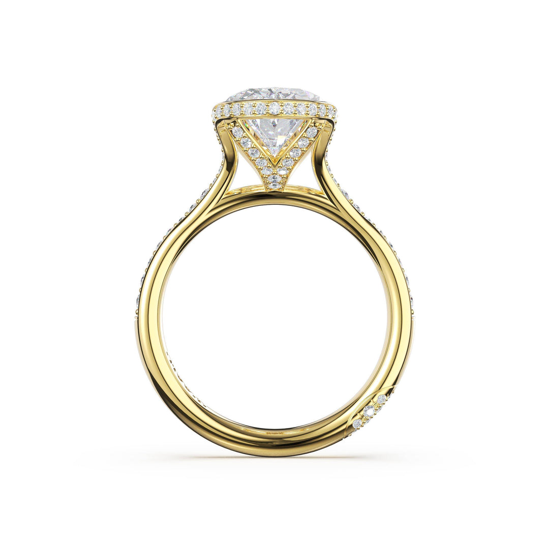 Oval North/South Semi-Bezel Pavé-Intense Ring in 18kt Yellow Gold