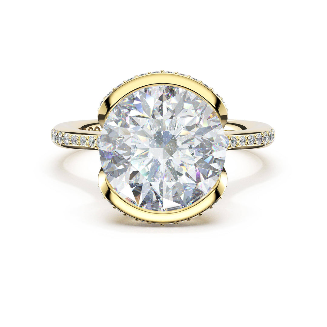 Round North/South Semi-Bezel Pavé-Intense Ring in 18kt Yellow Gold