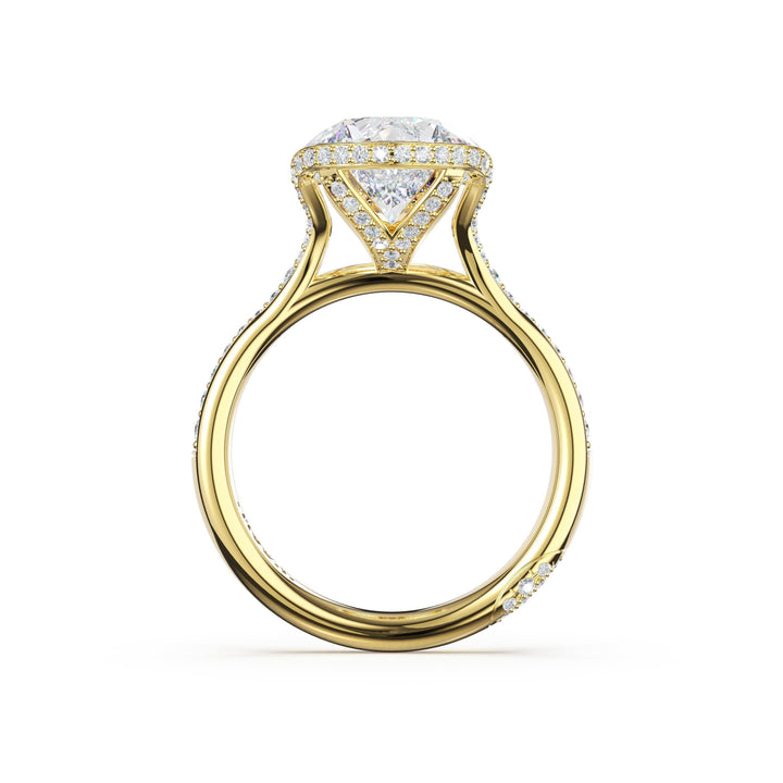 Round North/South Semi-Bezel Pavé-Intense Ring in 18kt Yellow Gold