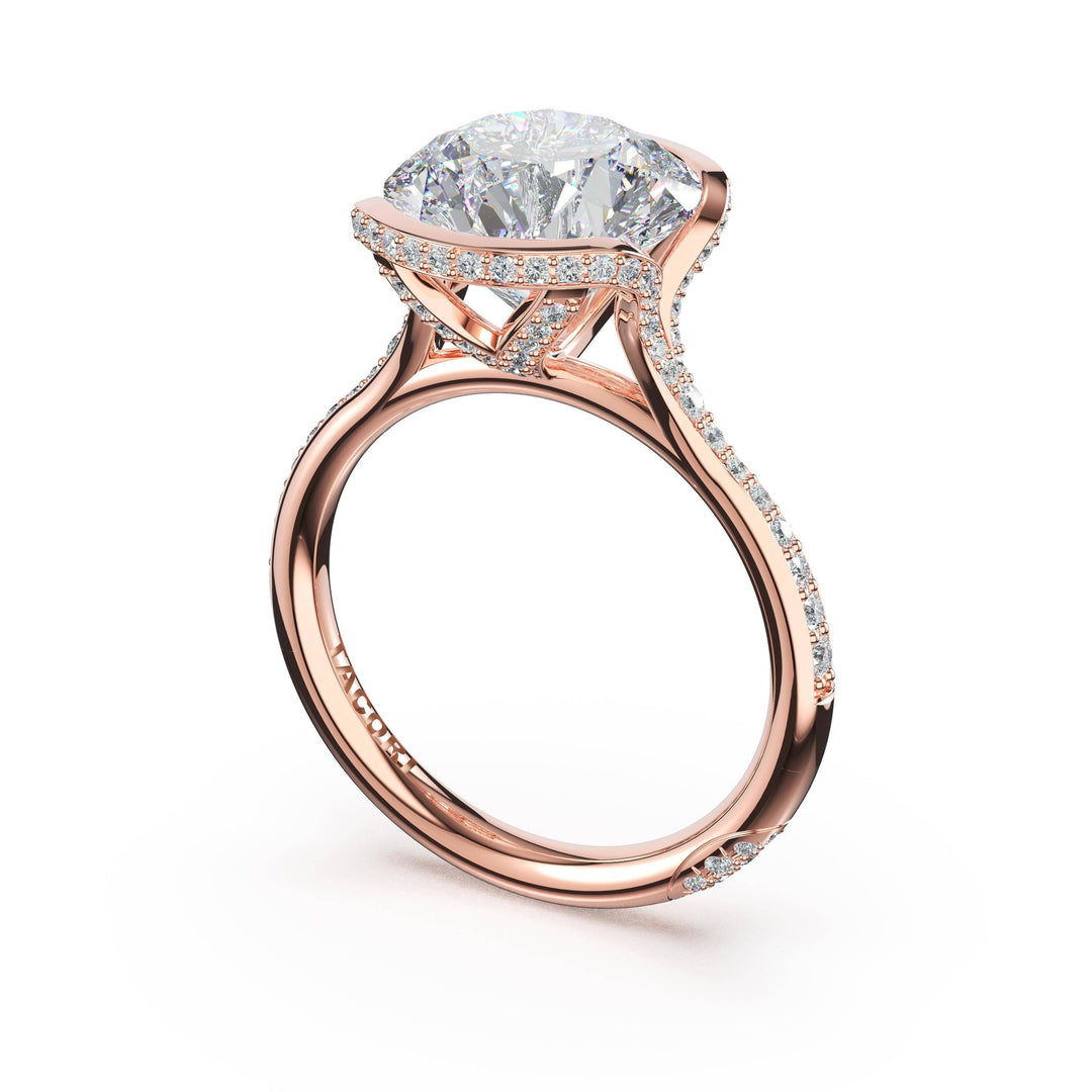 Round North/South Semi-Bezel Pavé-Intense Ring in 18kt Rose Gold