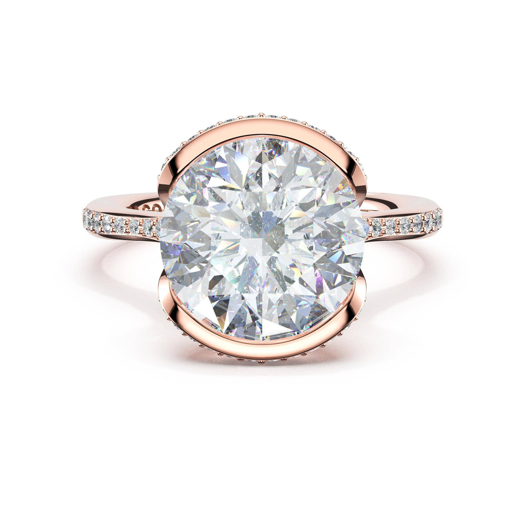 Round North/South Semi-Bezel Pavé-Intense Ring in 18kt Rose Gold
