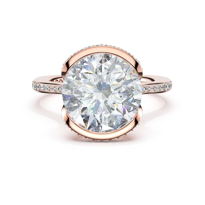 Round North/South Semi-Bezel Pavé-Intense Ring in 18kt Rose Gold